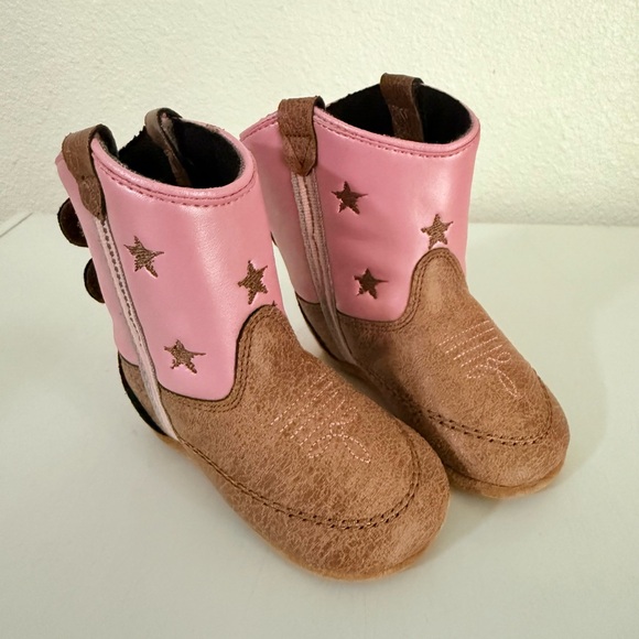 Charming Pink and Brown Star Kids Boots - Picture 1 of 5